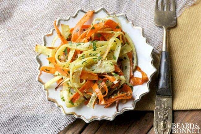 Roasted Carrot and Parsnip White Truffle Salad {Beard and Bonnet} #glutenfree #vegan