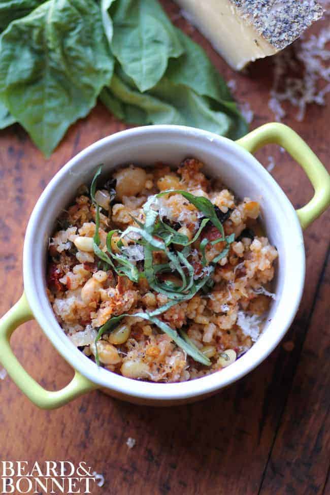 White Bean, Spinach, and Couscous Bake