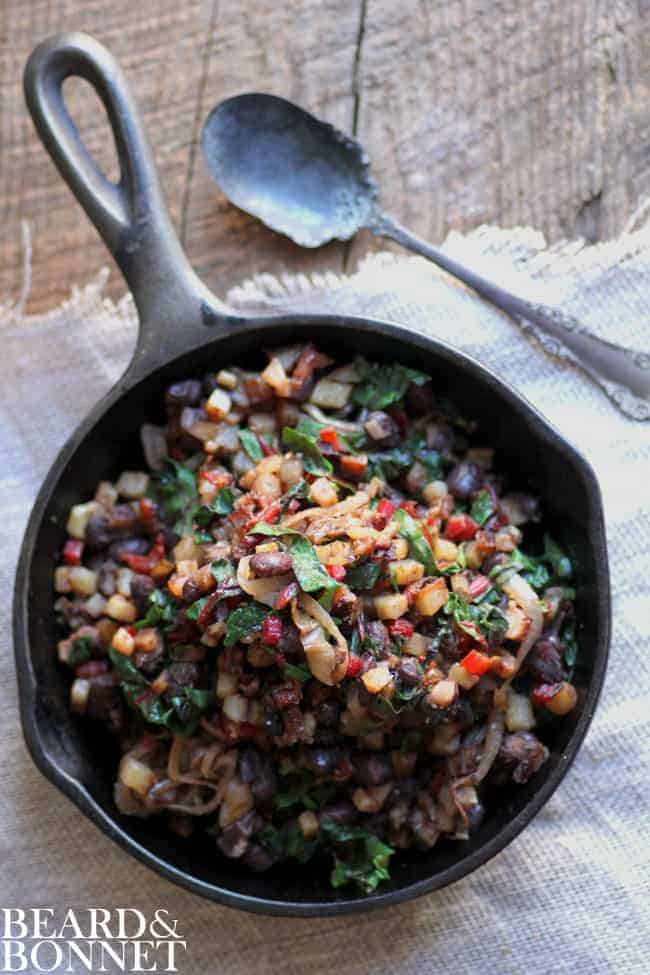 Potato, Black Bean, and Chard Hash {Beard and Bonnet} #glutenfree #vegan #bloggersagainsthunger