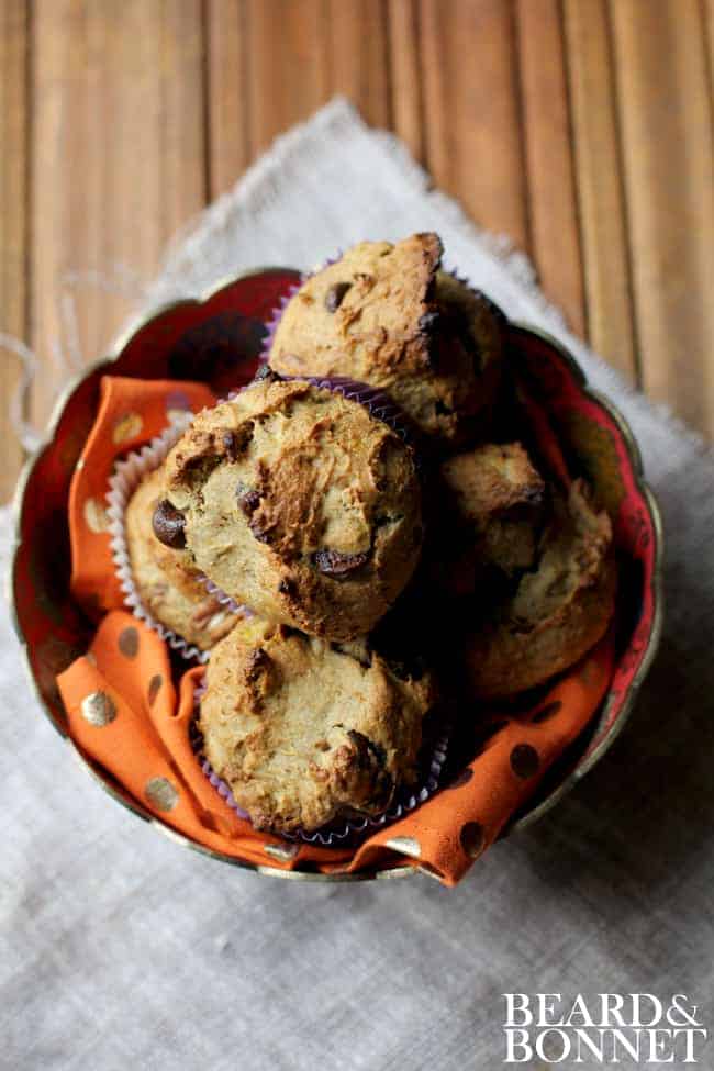 Banana Chocolate Chip Muffins {Beard and Bonnet} #gfree