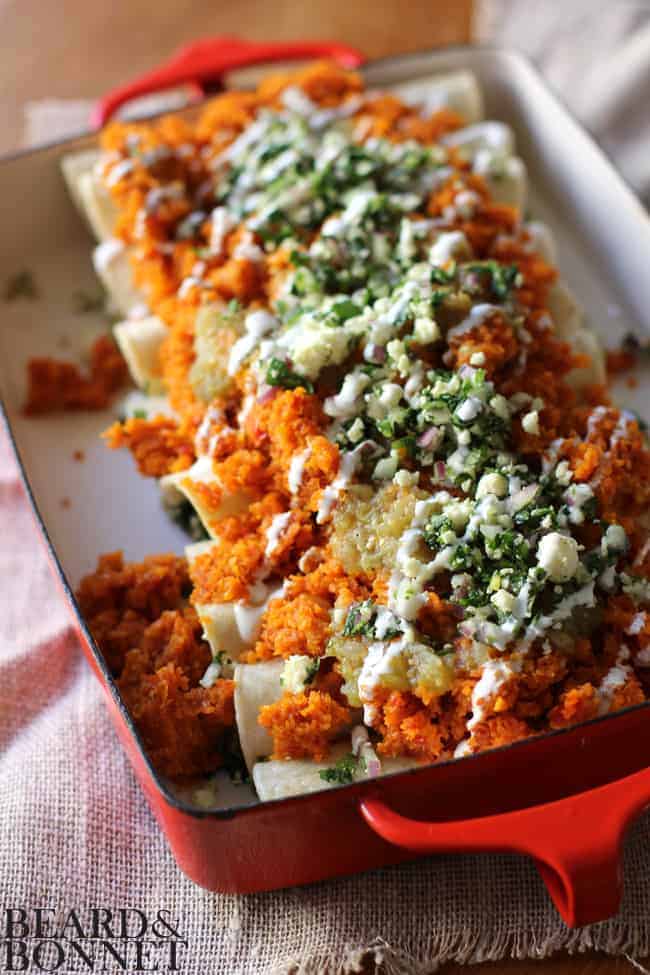 No Bake Vegetarian Enchiladas {Beard and Bonnet} #gfree #vegetarian