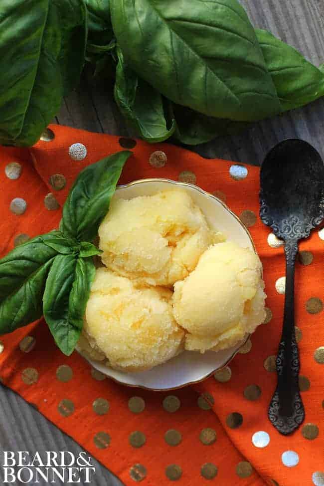 Peach Basil Sangria Sorbet {Beard and Bonnet} #gfree #glutenfree #vegan