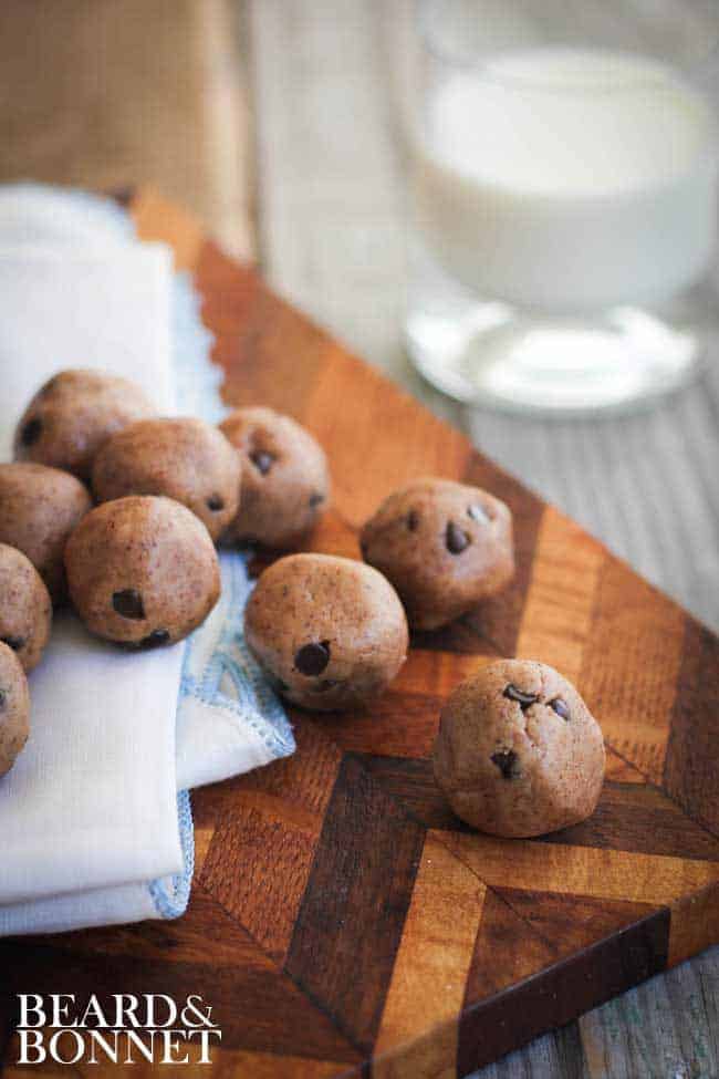 Chocolate Chip Cookie Dough Bites {Beard and Bonnet} #glutenfree