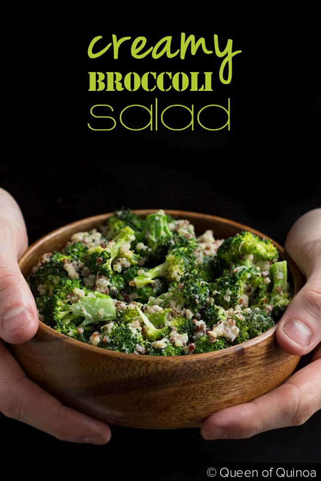 Creamy Broccoli-Quinoa Salad  {By Queen of Quinoa for Beard and Bonnet} #glutenfree #vegan