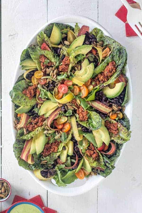 The Ultimate Vegan Taco Salad recipe { @beardandbonnet } www.thismessisours.com